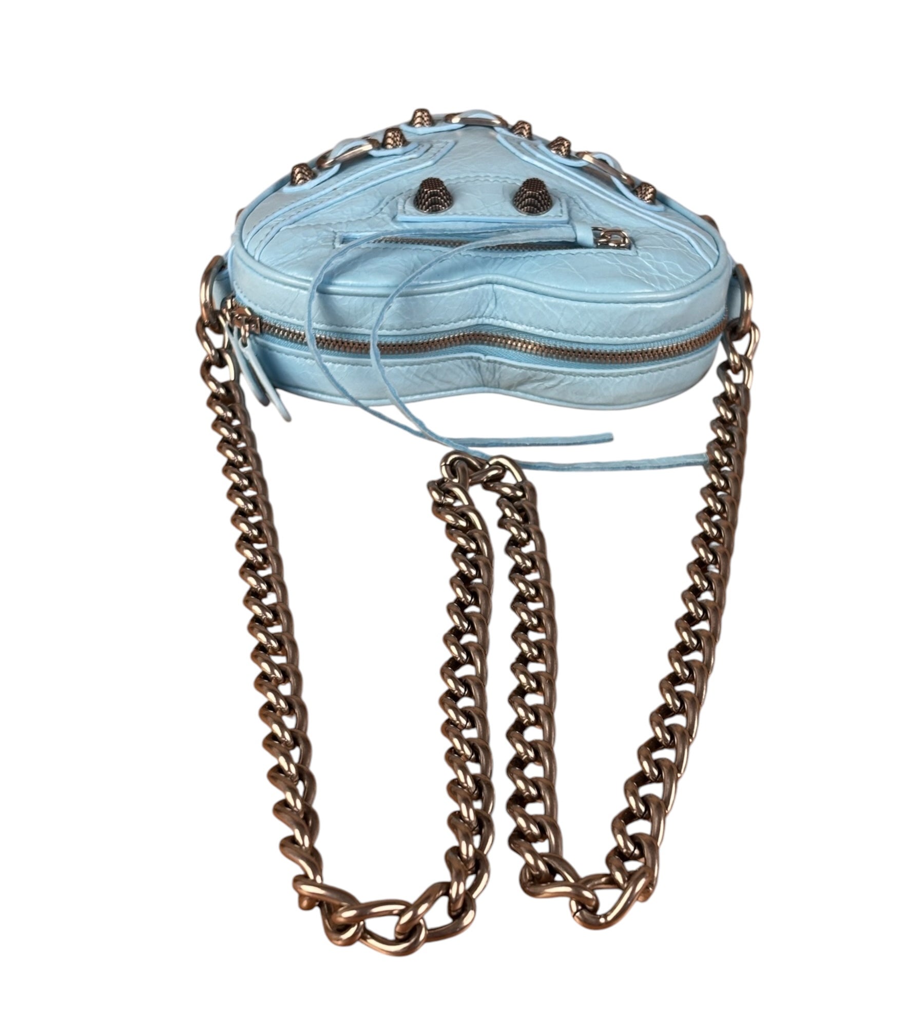 Balenciaga Light Blue Le Cagole Heart Mini Bag