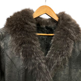 Vintage Black Suede/Leather Fur-Line Long Coat
