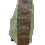 Chanel Olive Green/Brown Leather Trim Interlocking Ring Strap Hobo Bag 2003