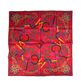 Celine Vintage Red Alphabet Print Handkerchief/Scarf