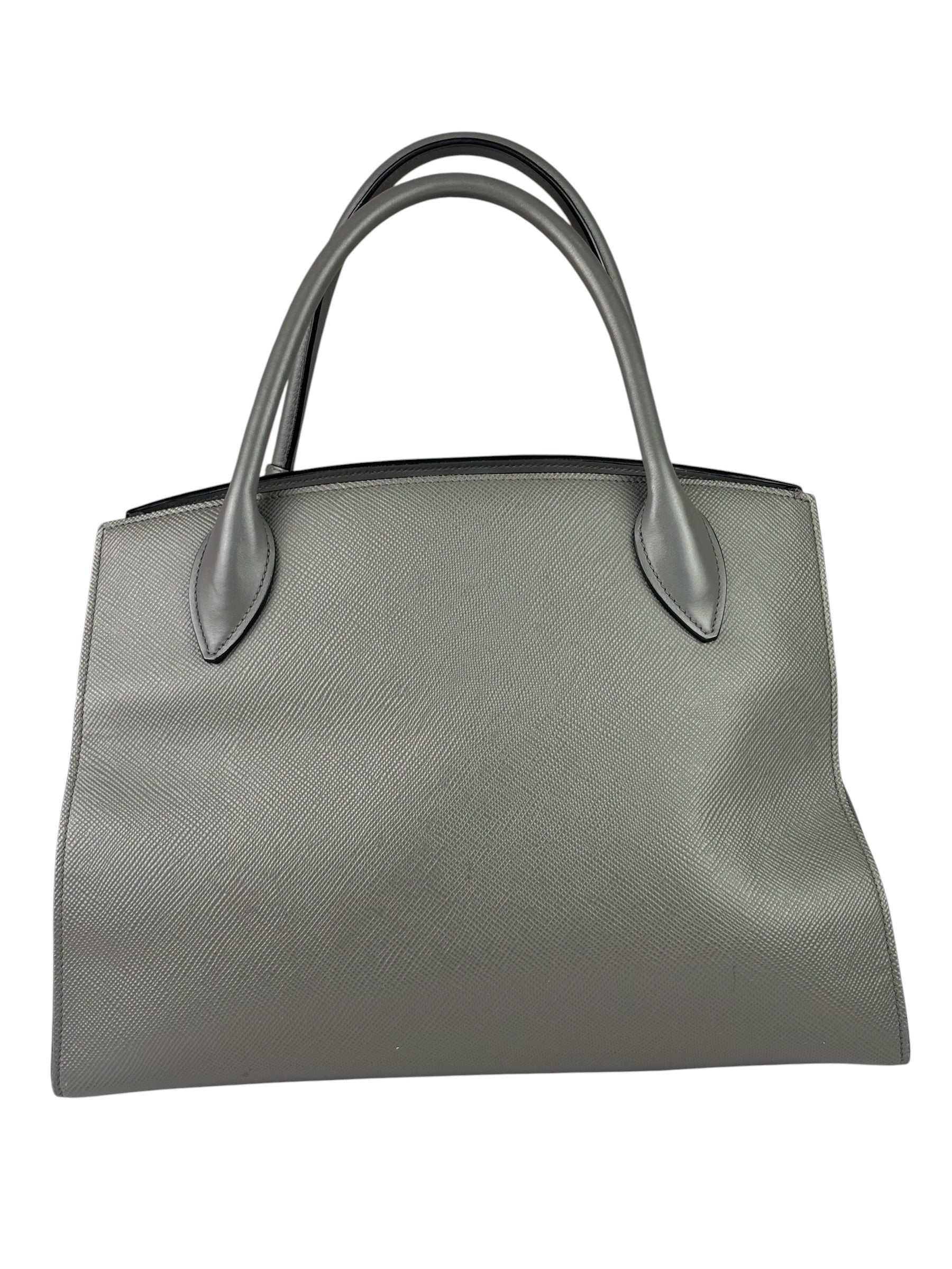 Prada Grey Saffiano Leather Two-Way Tote