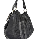 Prada Black Tessuto Nylon/Leather Waves Shoulder Bag