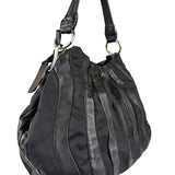 Prada Black Tessuto Nylon/Leather Waves Shoulder Bag