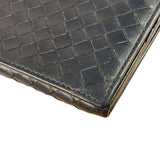 Bottega Veneta Navy Intrecciato Bi-Fold Flap Long Wallet