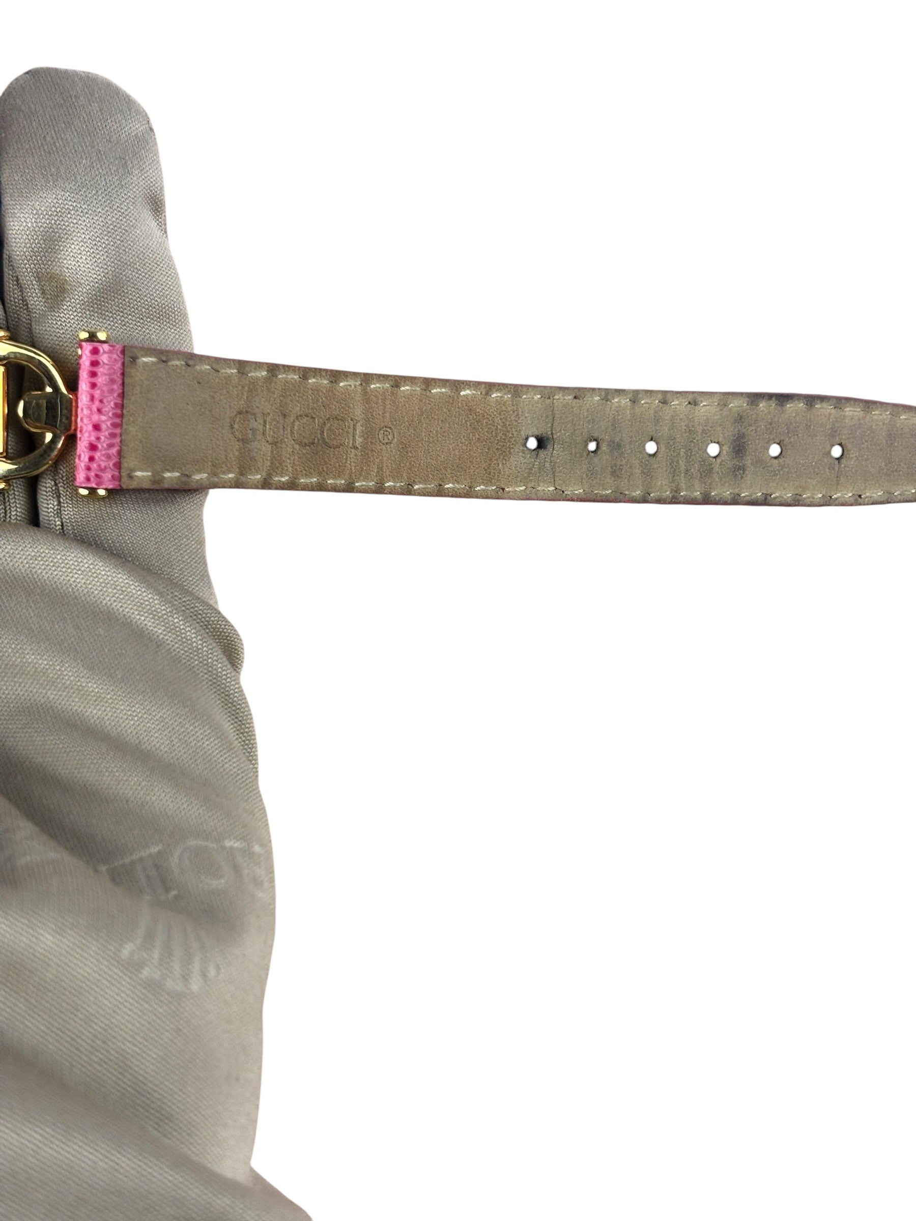 Gucci 6300L White Dial Pink Leather Strap
