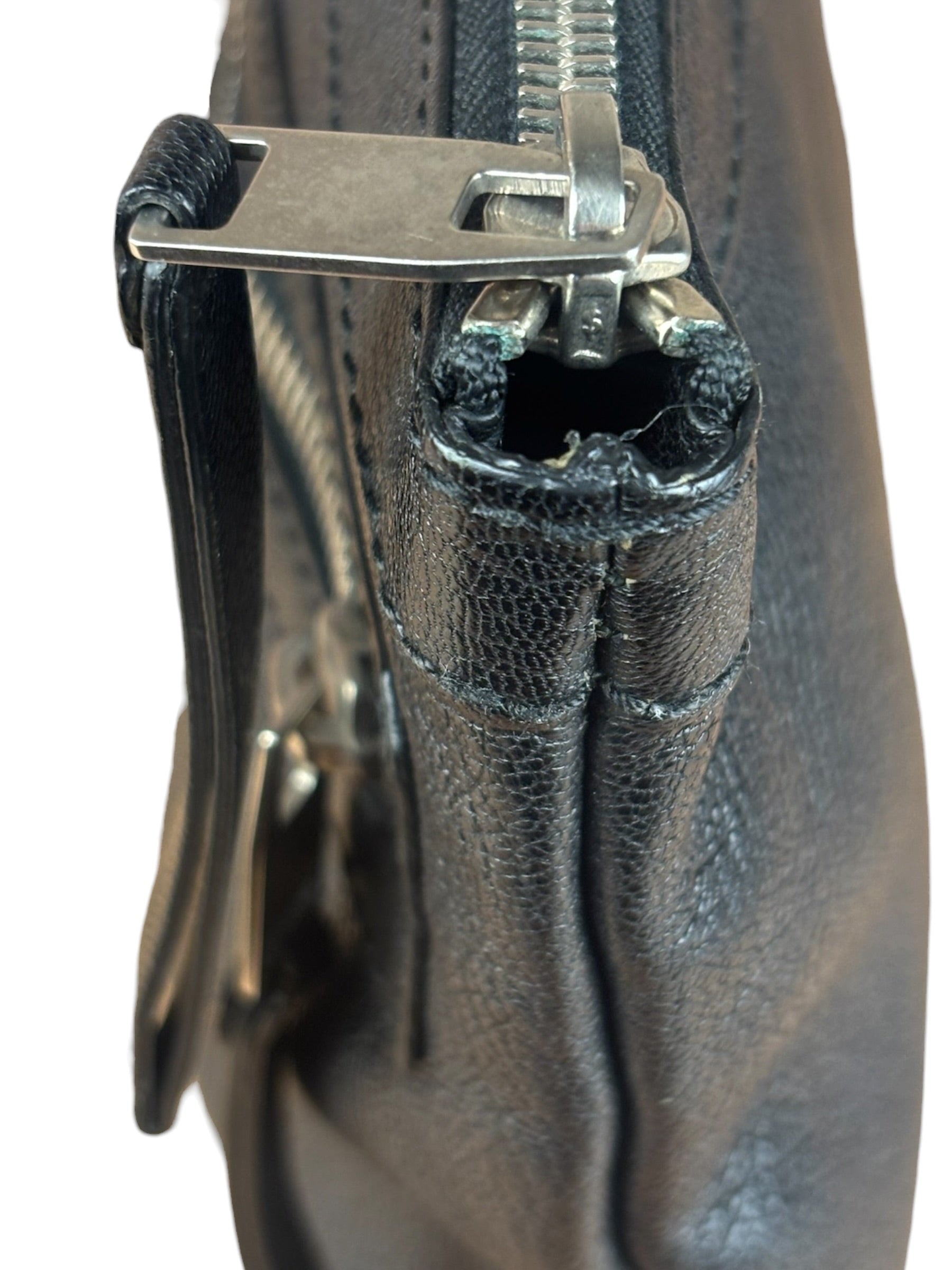 Balenciaga Black Leather Moto City Clutch Pouch