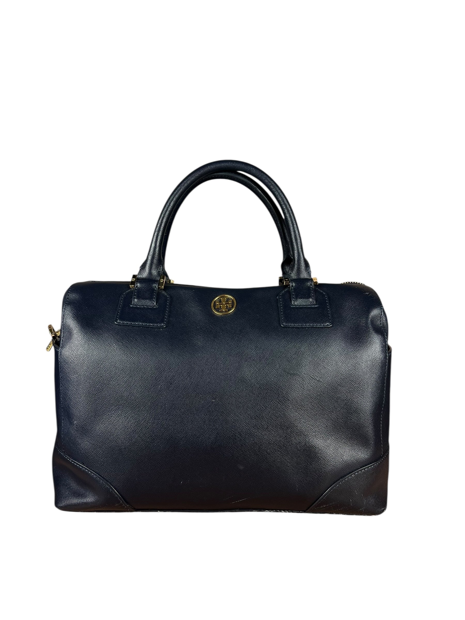 Tory Burch Saffiano Leather Navy Boston Bag