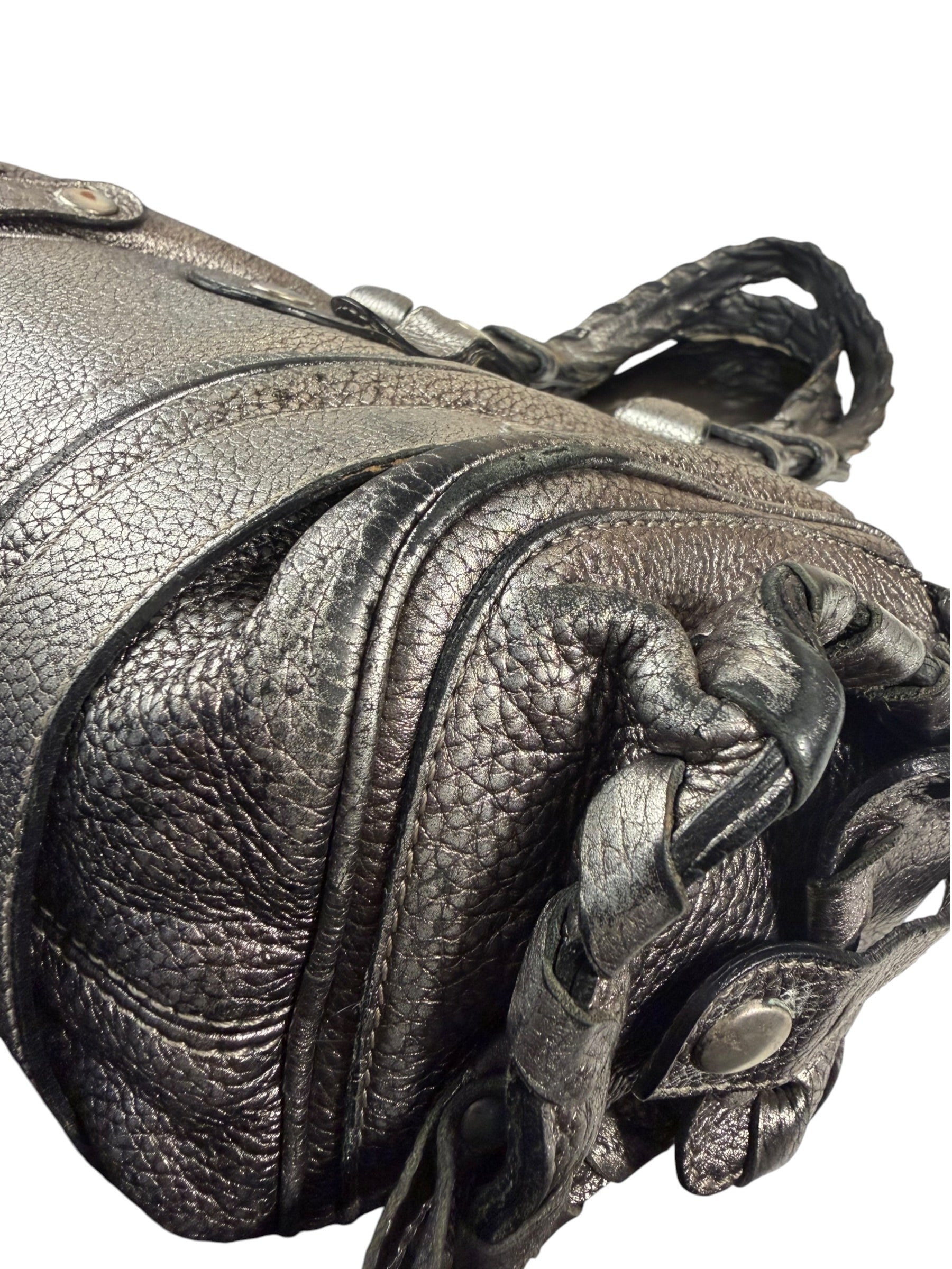 Chloe Metallic Silver Silverado Handbag