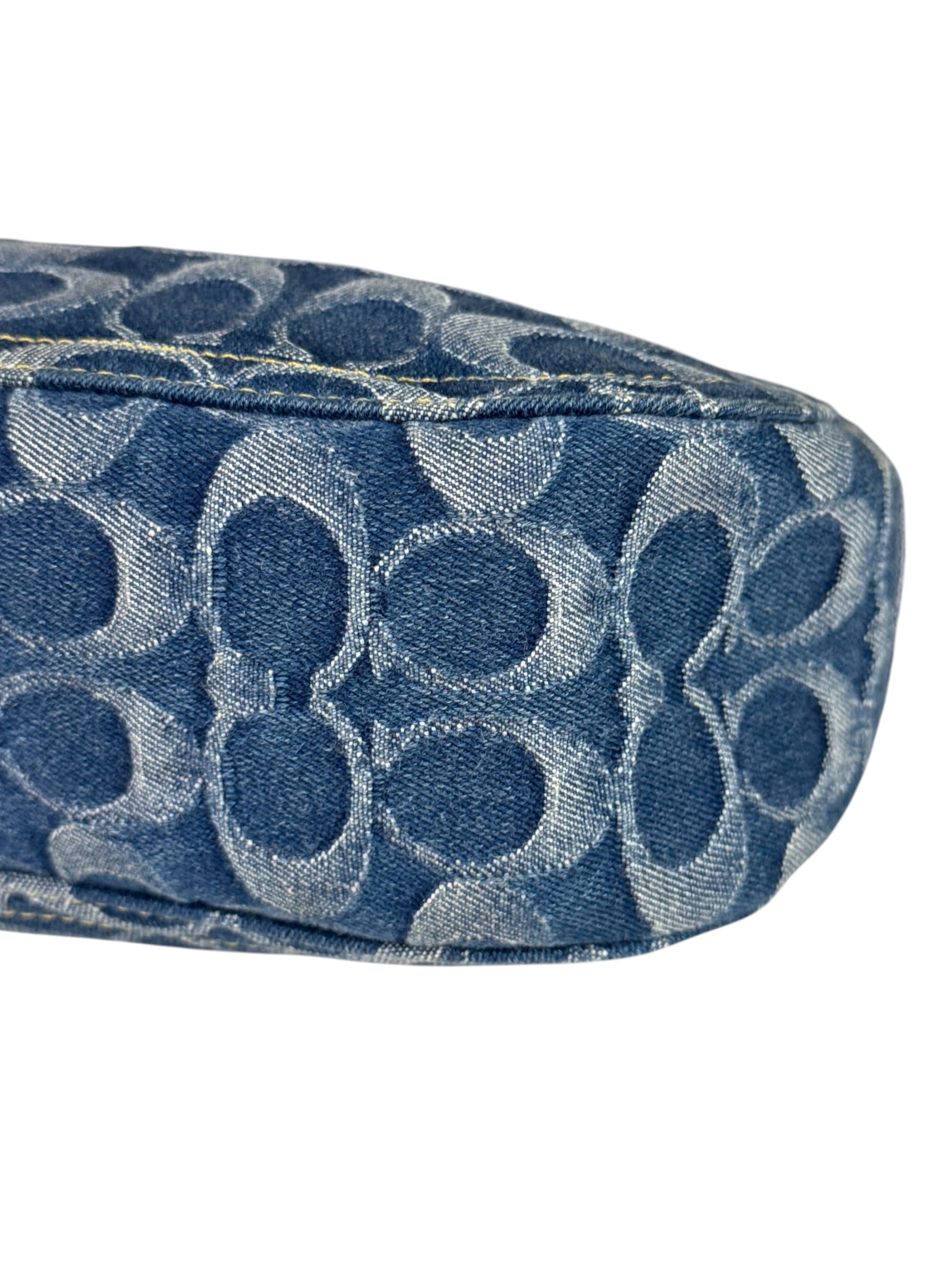 Coach Signature Blue Jacquard Denim Swing Zip Shoulder Bag