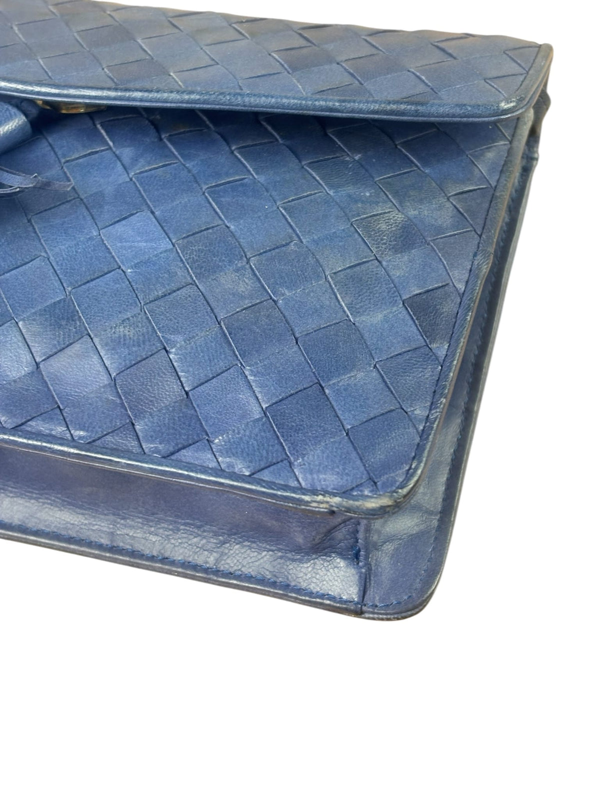 Bottega Veneta Navy Intrecciato Small Shoulder Bag