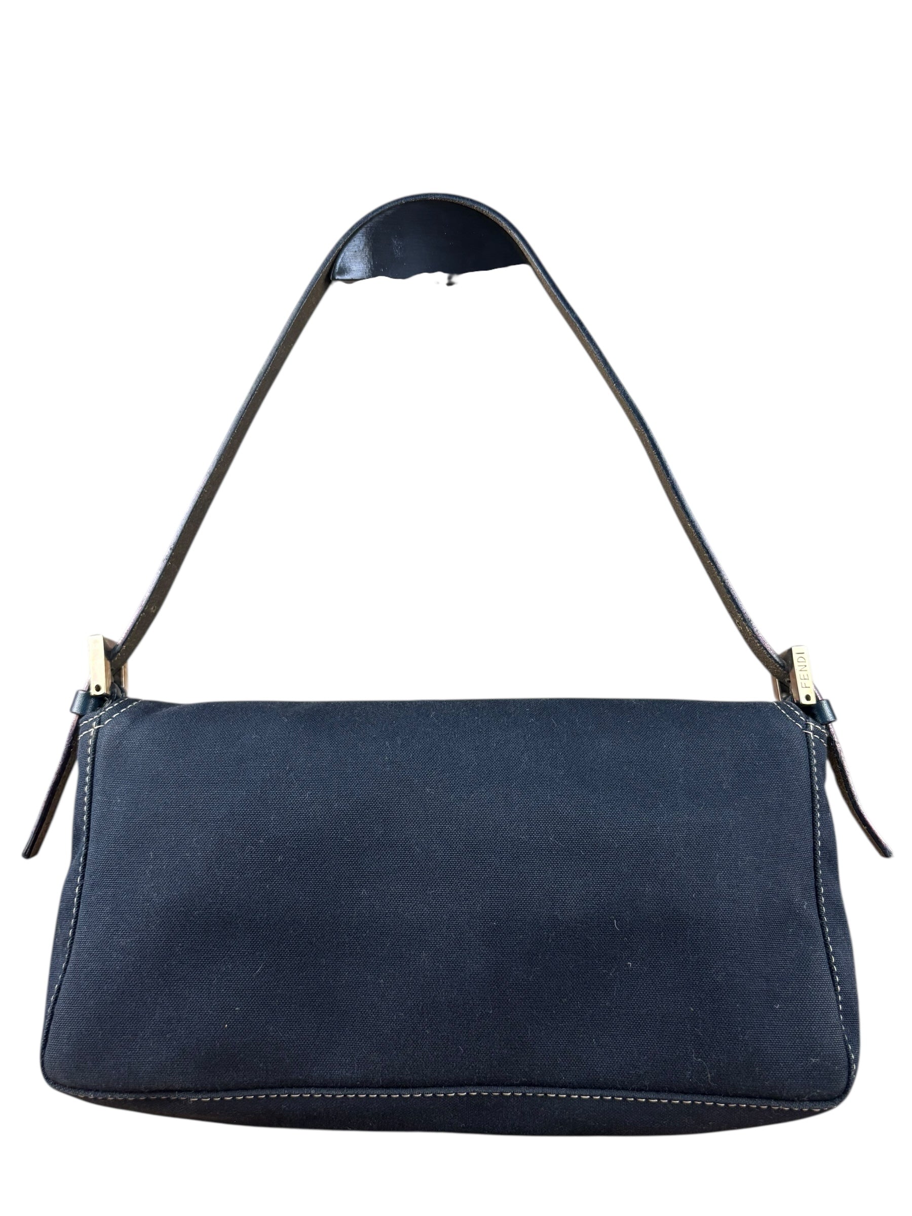 Fendi Denim Canvas Wave Buckle Pochette