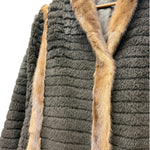 Vintage Brown Sherpa Fur Trimmed Coat