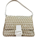 Fendi Vintage Beige Canvas Rubber FF Print Mamma Baguette