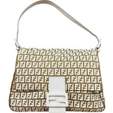 Fendi Vintage Beige Canvas Rubber FF Print Mamma Baguette