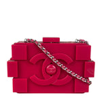 Chanel Rare Pink Plexi Brick Lego Clutch/Shoulder Bag 2014