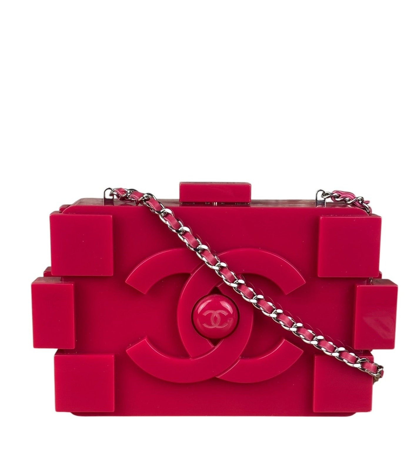 Chanel Rare Pink Plexi Brick Lego Clutch/Shoulder Bag 2014