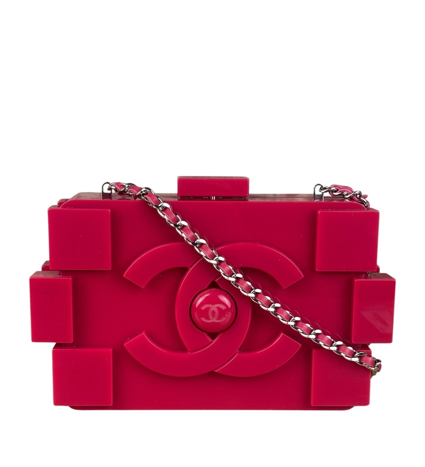 Chanel Rare Pink Plexi Brick Lego Clutch/Shoulder Bag 2014