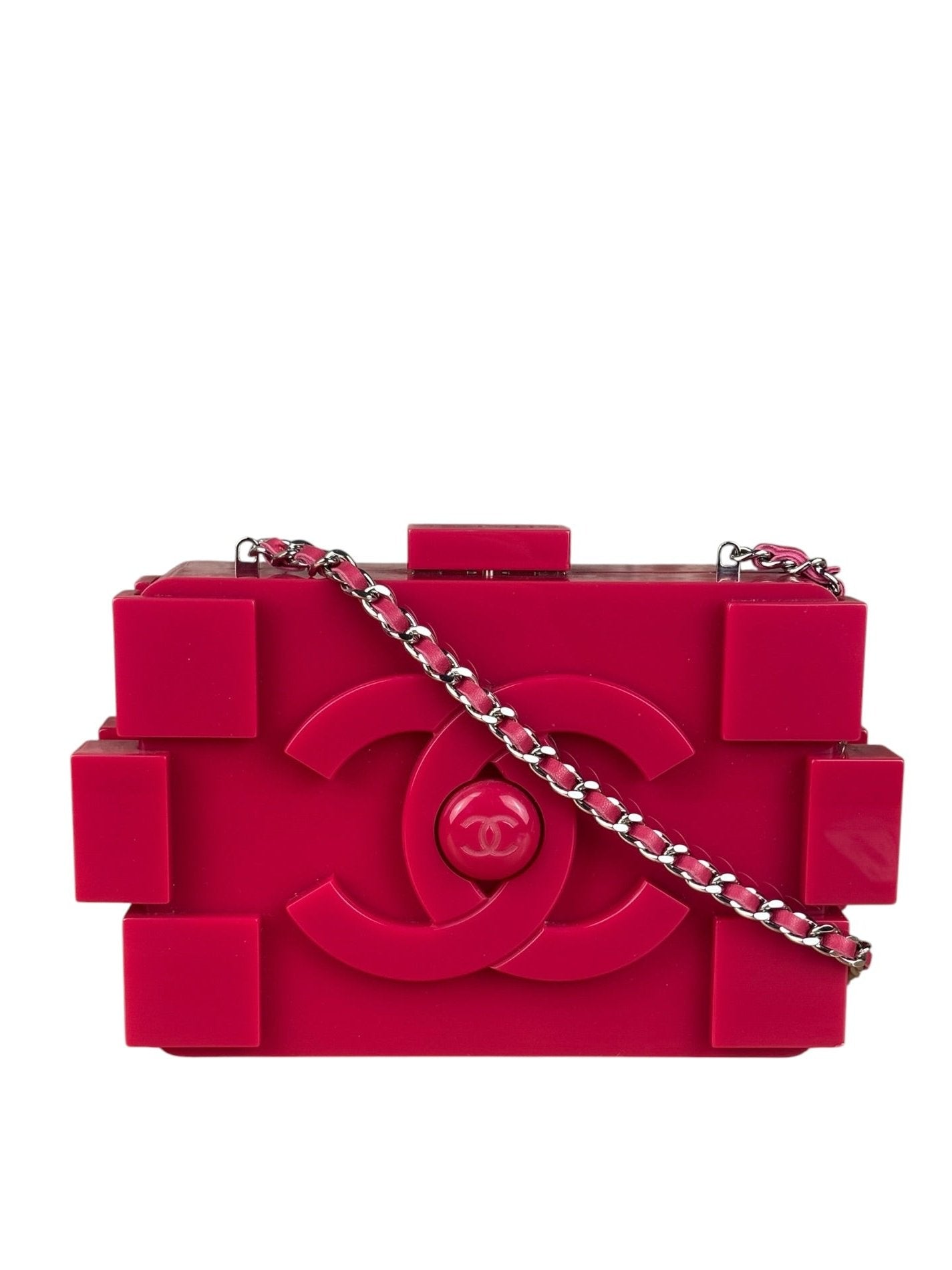 Chanel Rare Pink Plexi Brick Lego Clutch/Shoulder Bag 2014