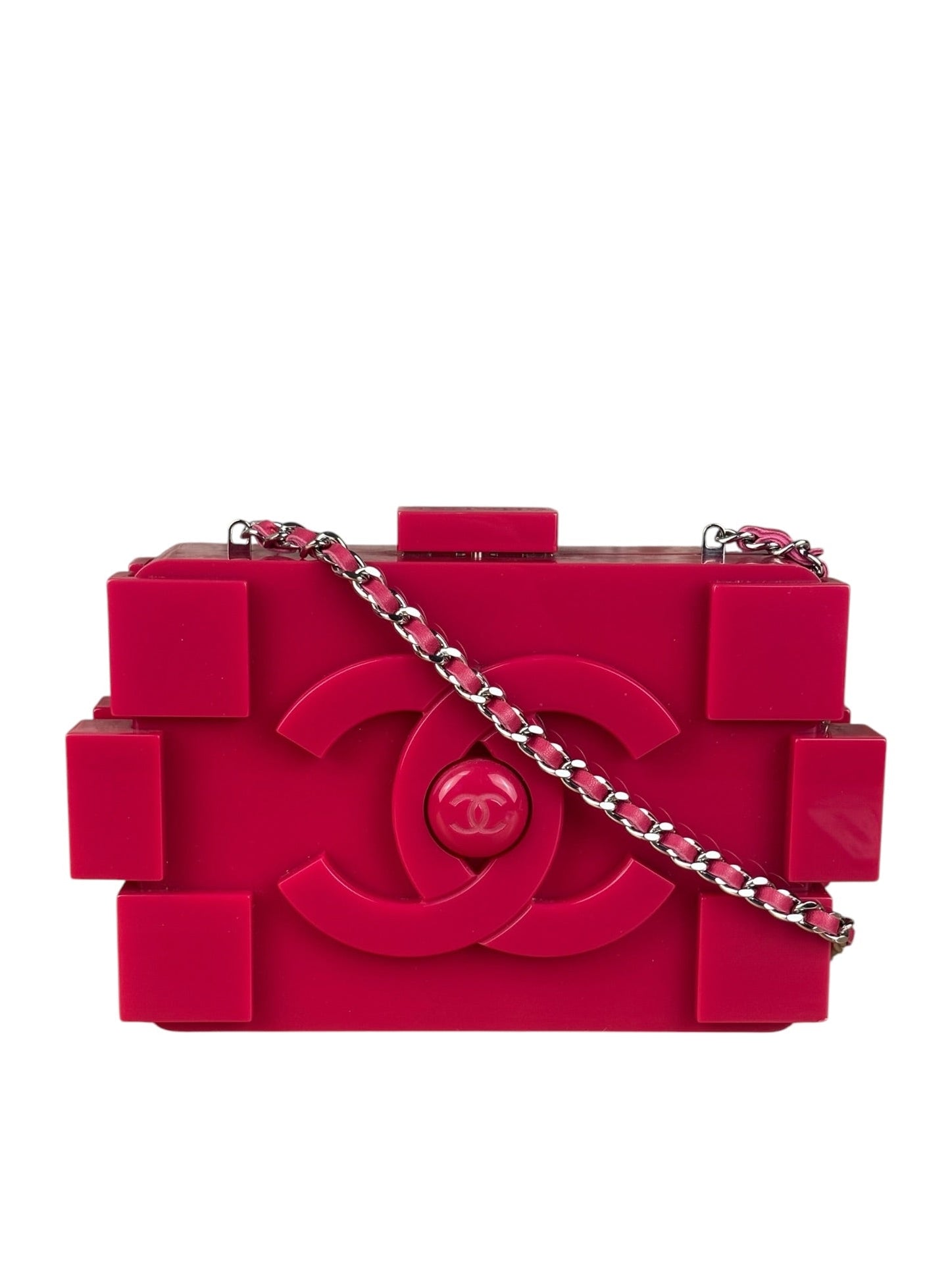 Chanel Rare Pink Plexi Brick Lego Clutch/Shoulder Bag 2014