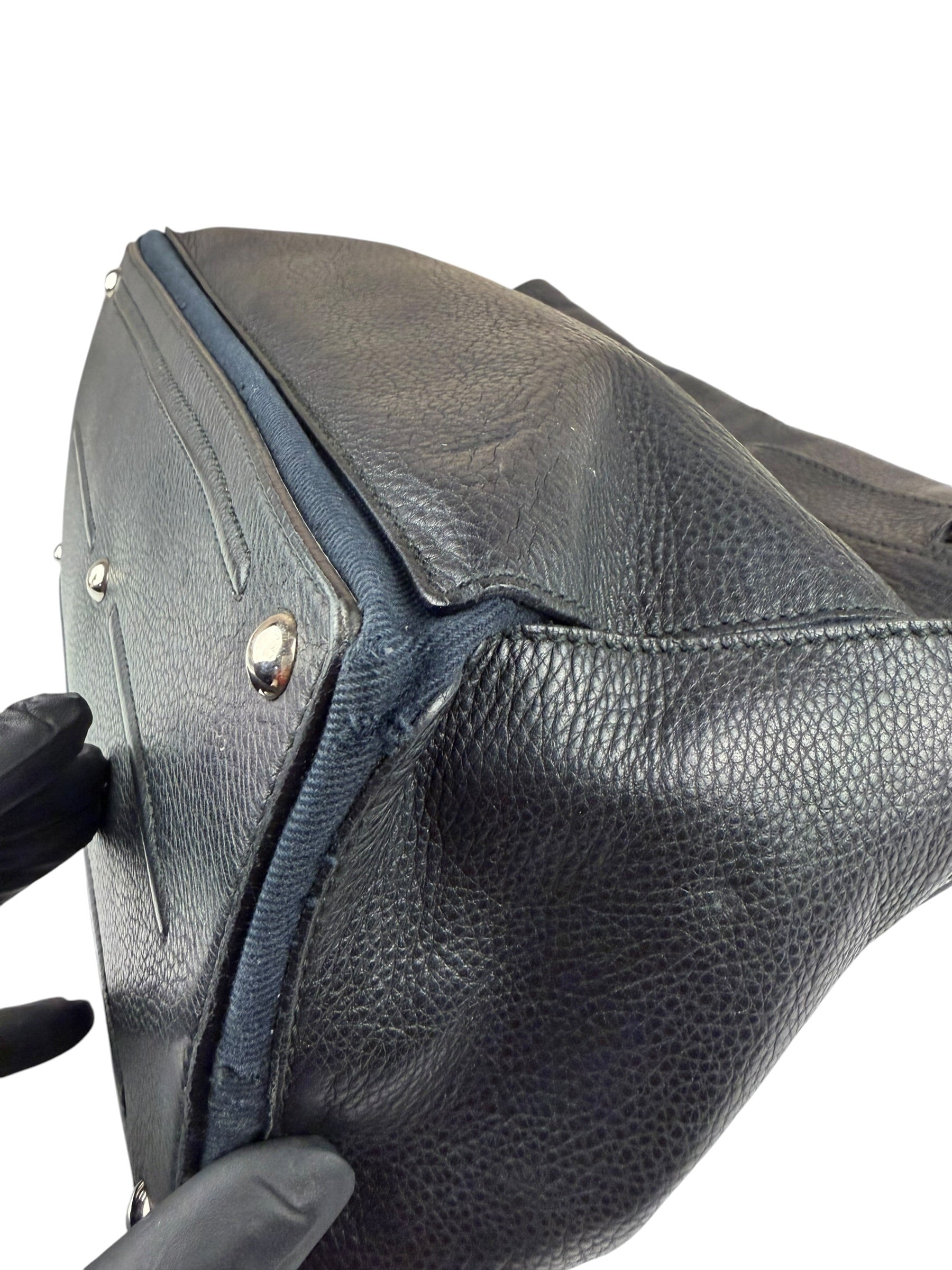 Saint Laurent Vintage Black Leather Top Handle Bag