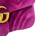 Gucci Magenta Velvet Marmont Matelasse Shoulder Bag