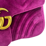Gucci Magenta Velvet Marmont Matelasse Shoulder Bag