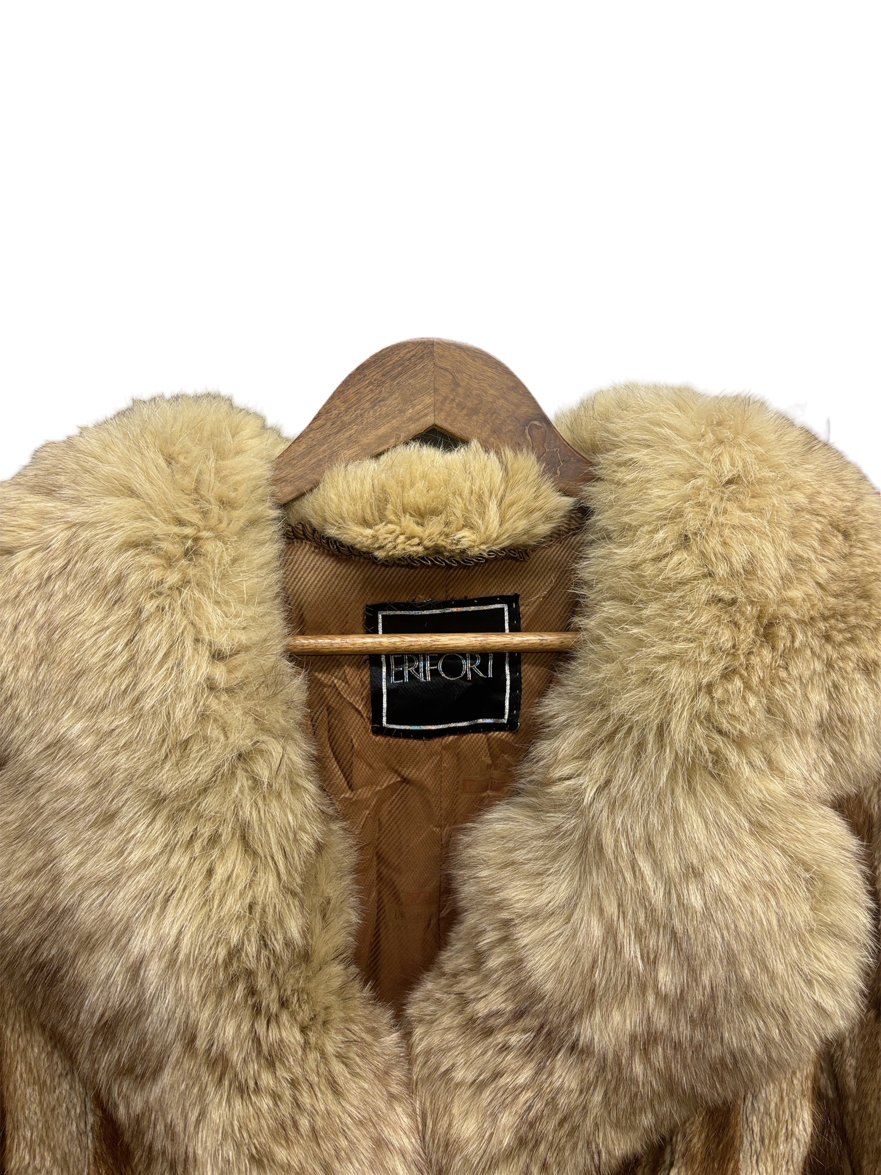 Vintage Erifort Sandy Tan Fox Fur Trim Mink Body Fur Coat