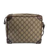 Gucci Brown Leather Trim GG Supreme Soft Trunk Crossbody