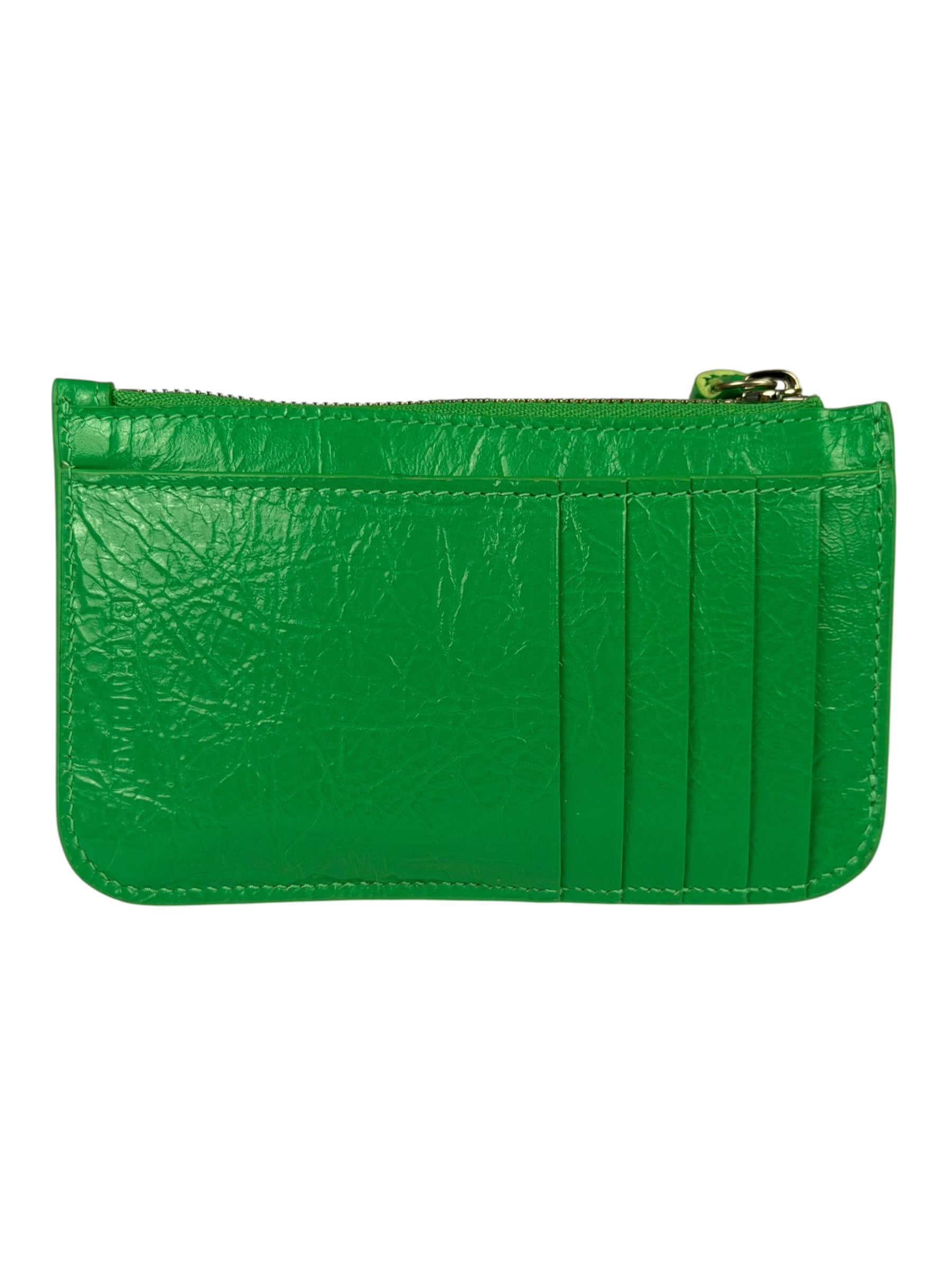 Balenciaga Green Leather Le Cagole Coin/Card Holder
