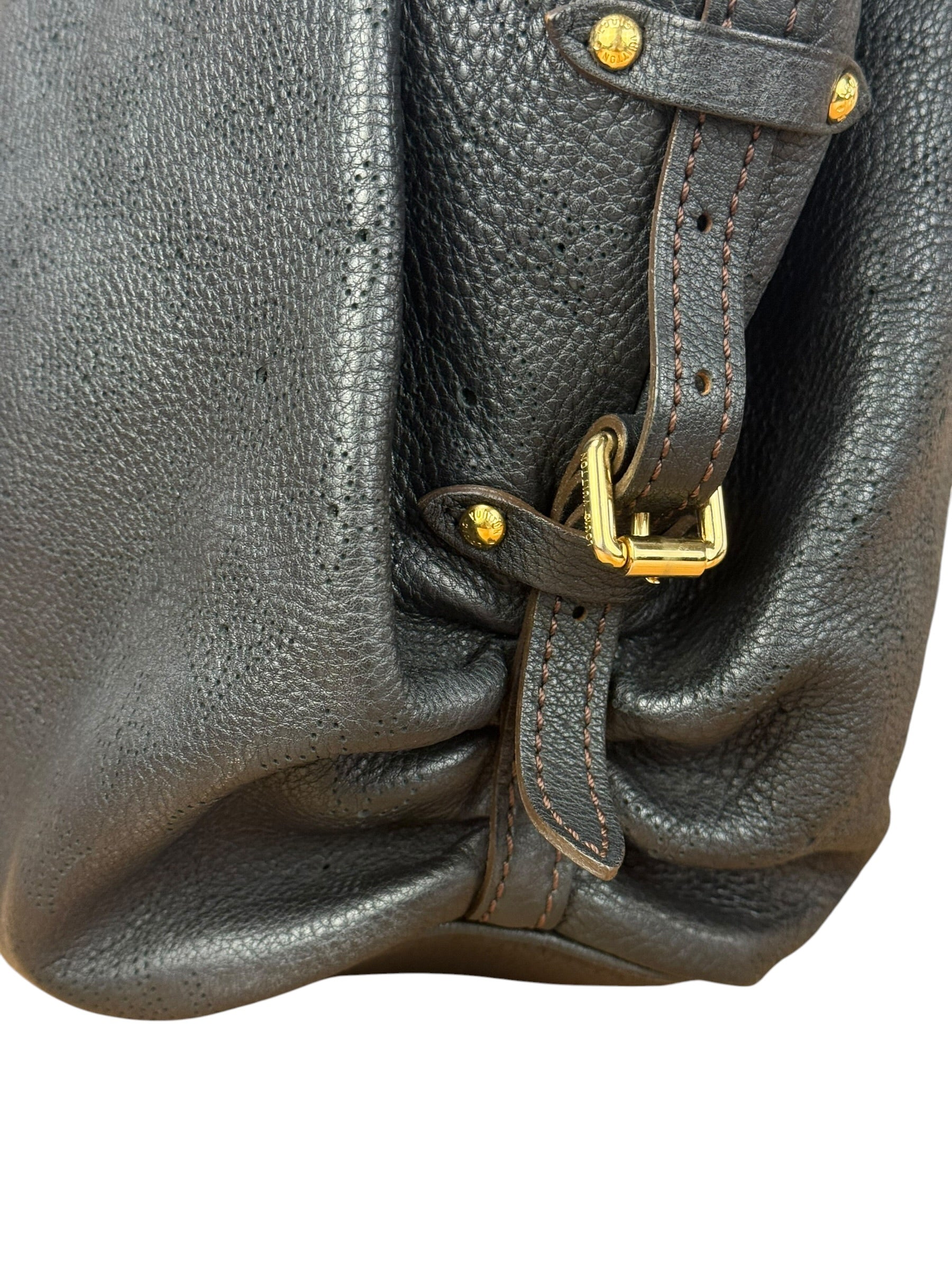 Louis Vuitton Perforated Monogram Mahina Hobo Bag Black