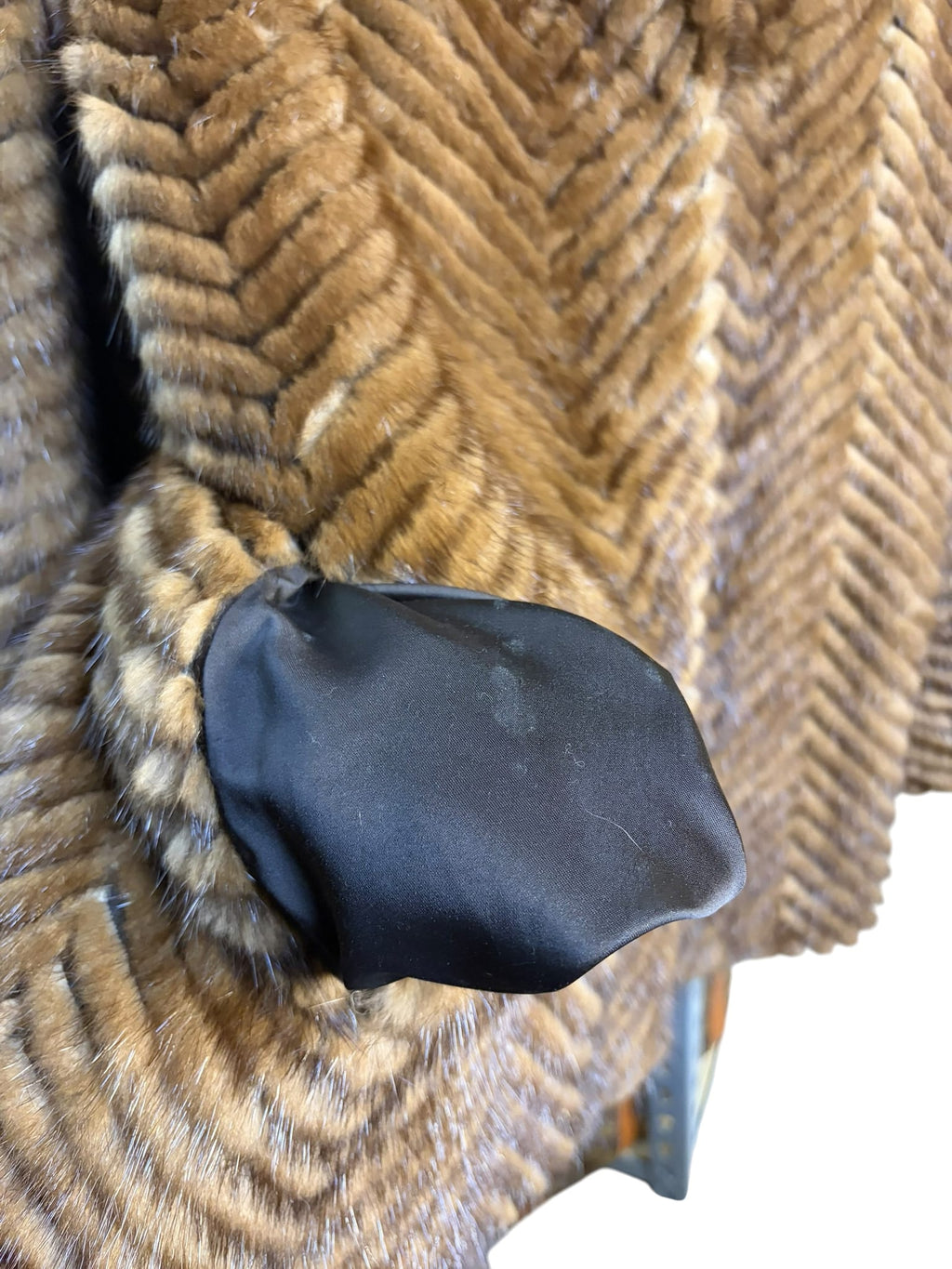 Vintage Brown Chevron Mink Fur Coat