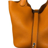 Hermes Orange Clemence Leather Picotin Lock 18 Handbag 2024