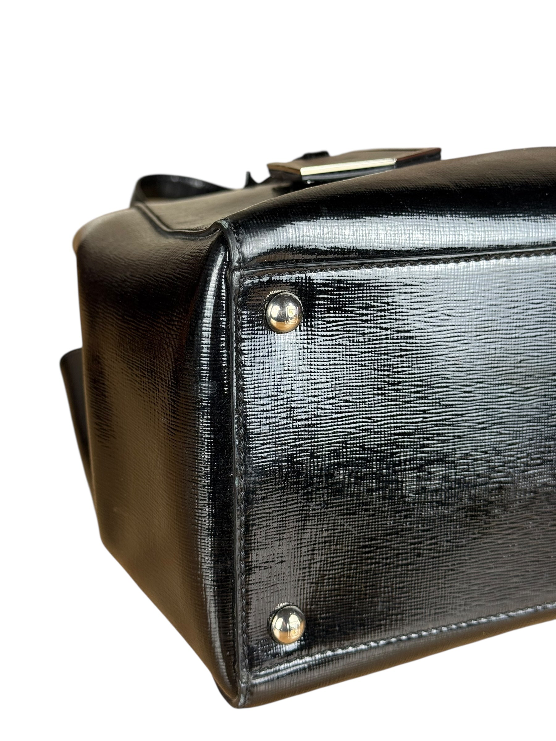Fendi Black Patent Leather 2Jours Handbag