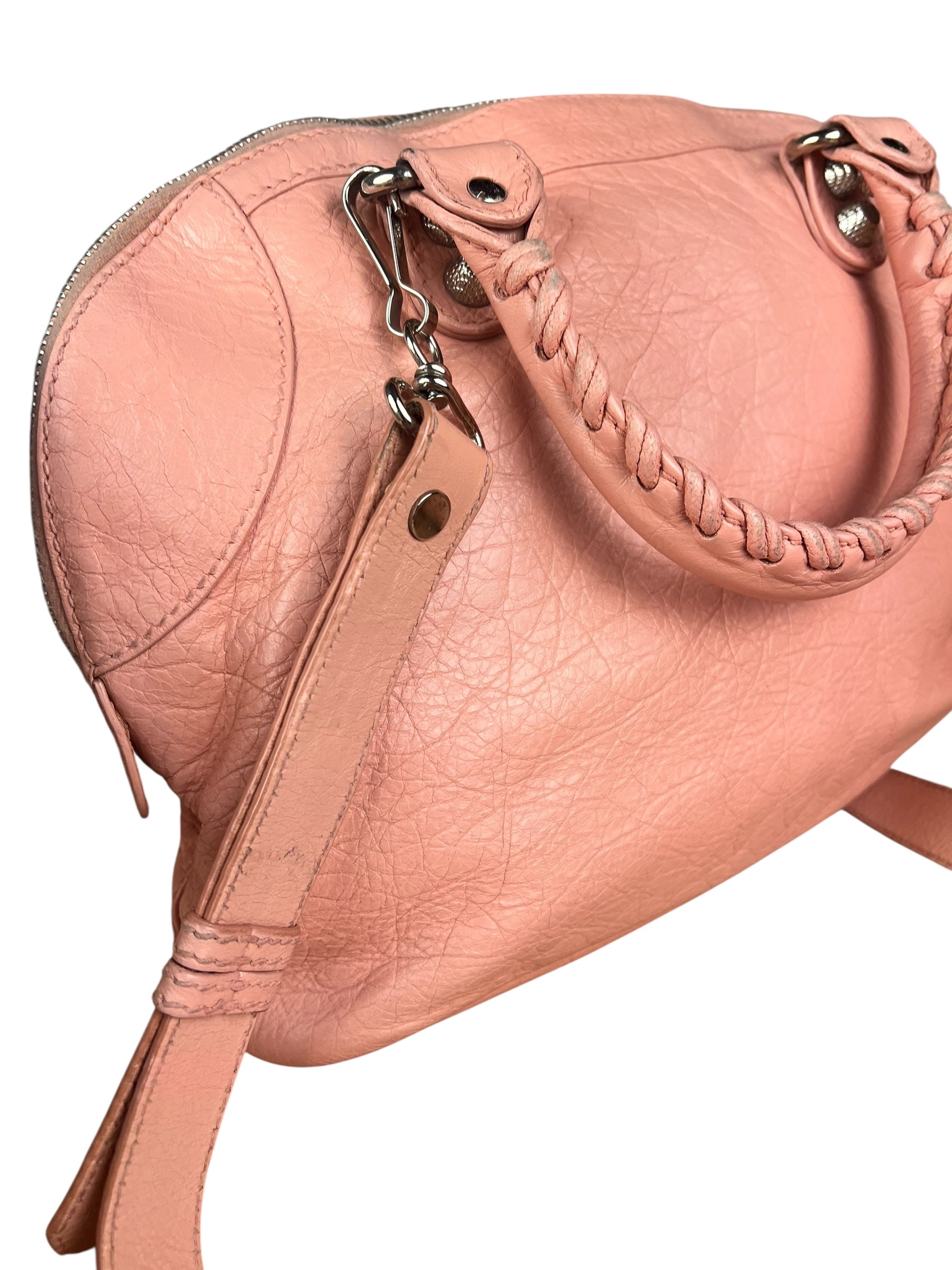 Balenciaga Pink Moto Leather Dome 2Way City Bag