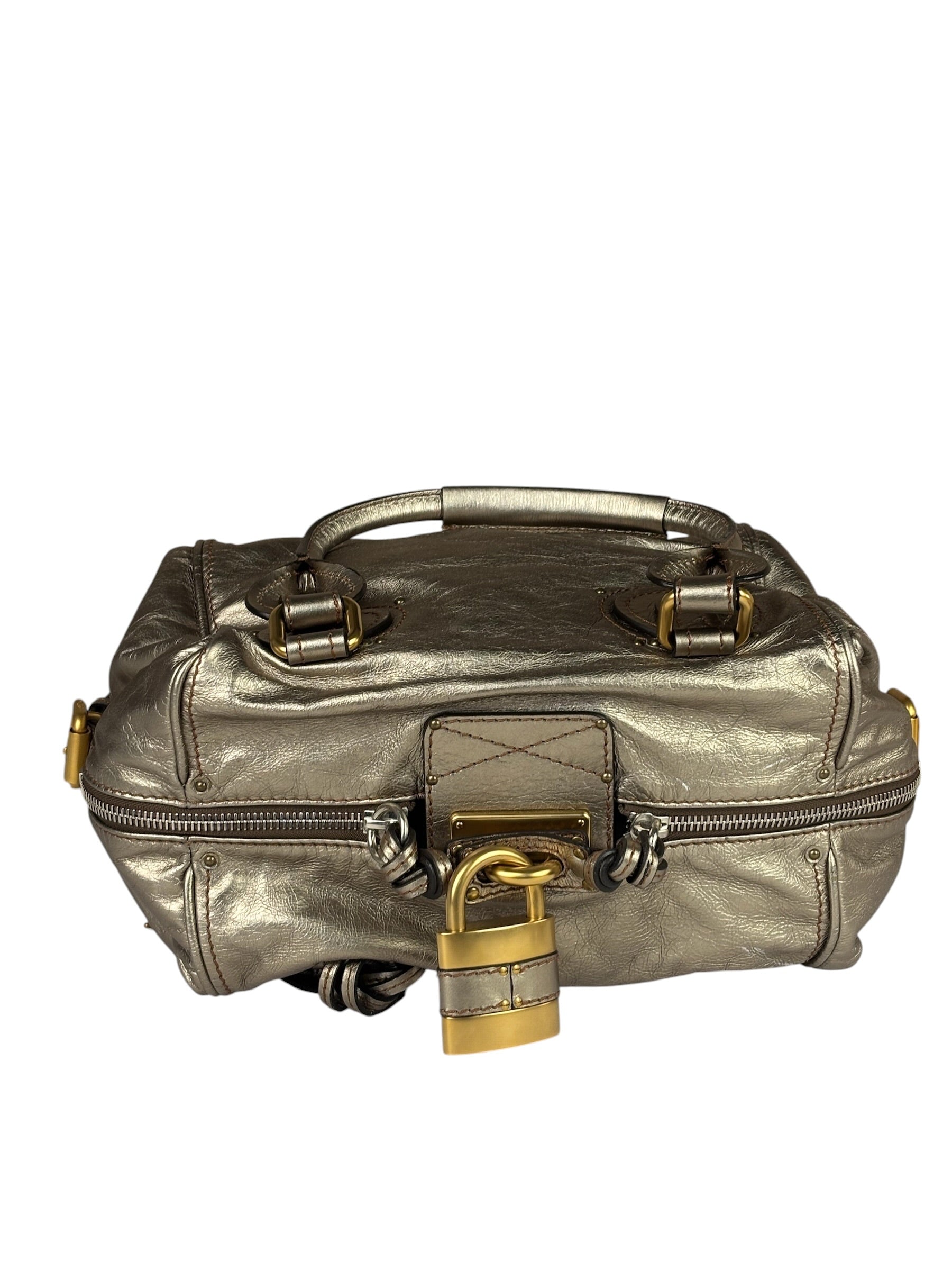 Chloe Metallic Gold Leather Paddington Handbag