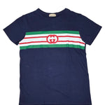 Gucci Navy Striped Logo Baby Tee