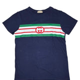 Gucci Navy Striped Logo Baby Tee