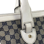 Gucci Navy Leather Trim GG Sherry Line Heritage Shoulder Bag