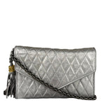 Chanel Vintage Metallic Silver Quilted Tassel Flap Bag 1997