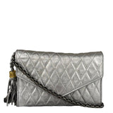 Chanel Vintage Metallic Silver Quilted Tassel Flap Bag 1997