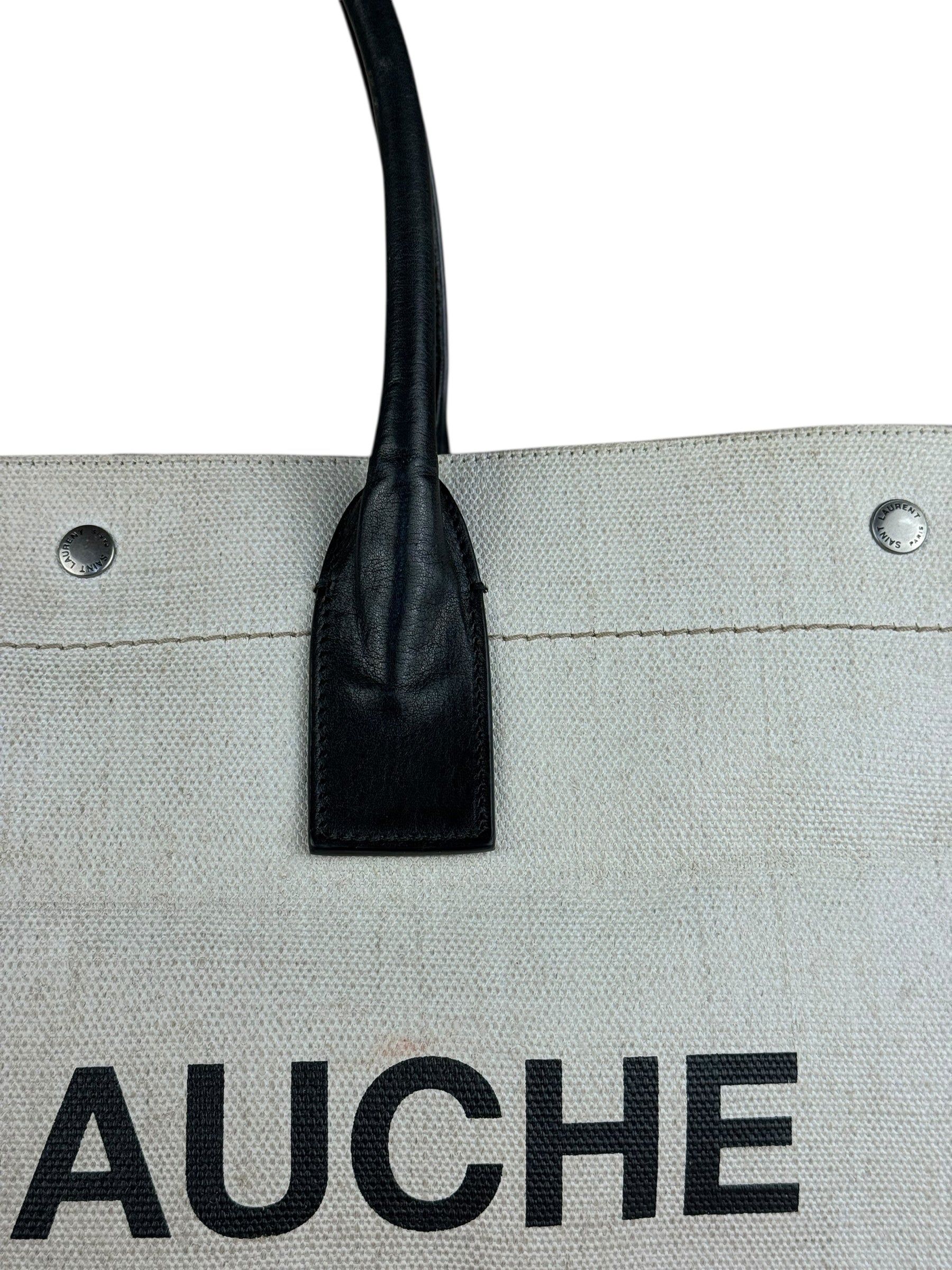 Saint Laurent Beige Canvas Rive Gauche Tote Bag