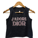 Christian Dior Black Rhinestone J'adore Dior Cotton Tank Top