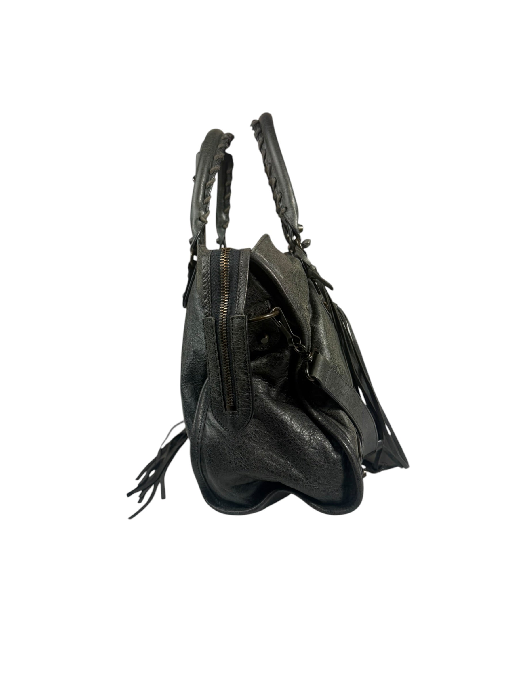 Balenciaga Grey Leather Medium Le City Shoulder Bag