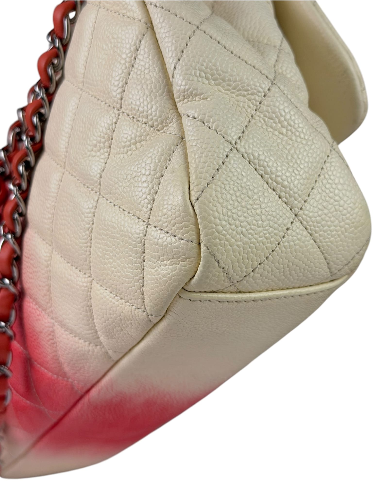 Chanel Quilted Caviar Ivory/Pink Ombre Jumbo Flap 2013