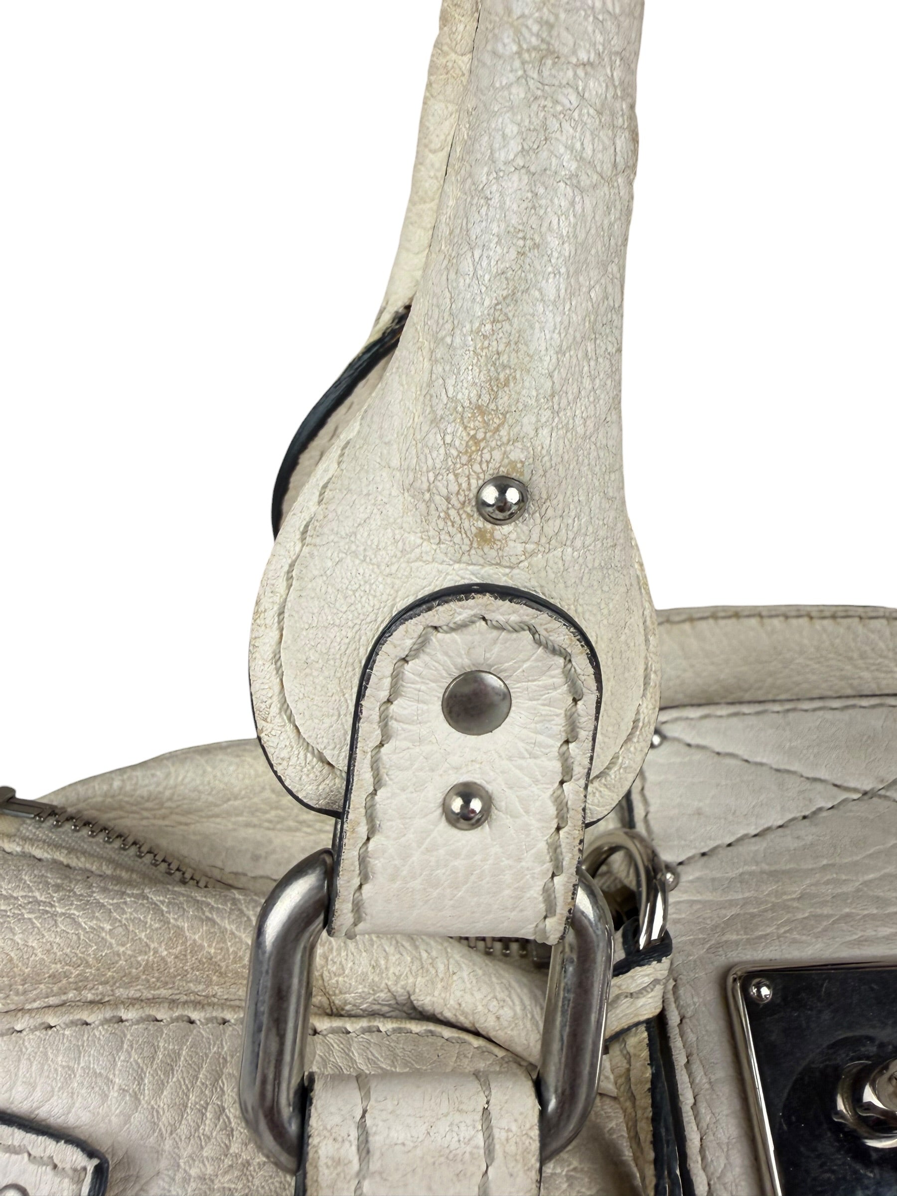 Chloé White Leather Paddington Handbag (Repainted)