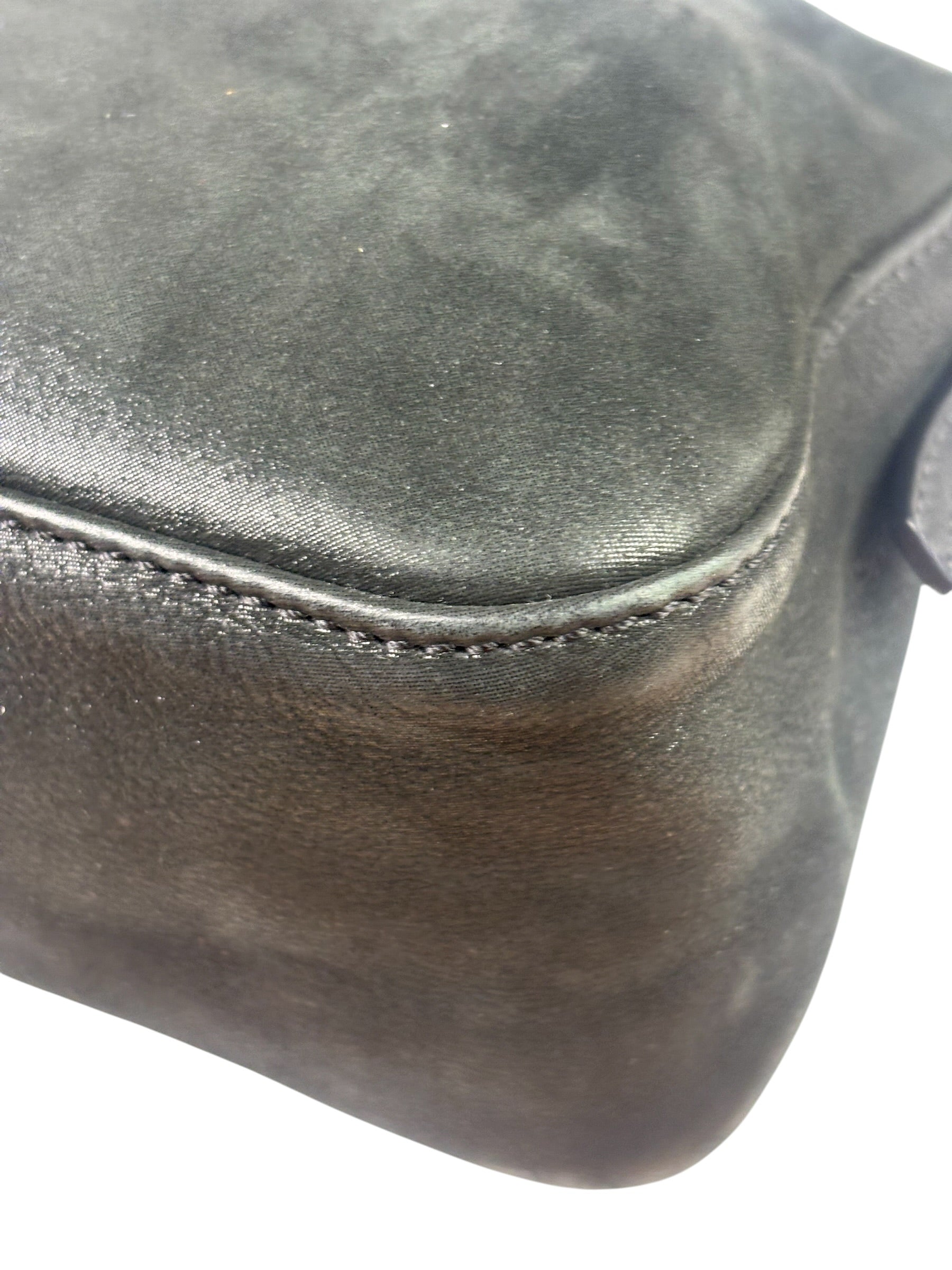 Fendi Shiny Black Suede Small Baguette