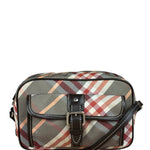 Burberry Nylon Leather Trim Nova Check Crossbody Bag