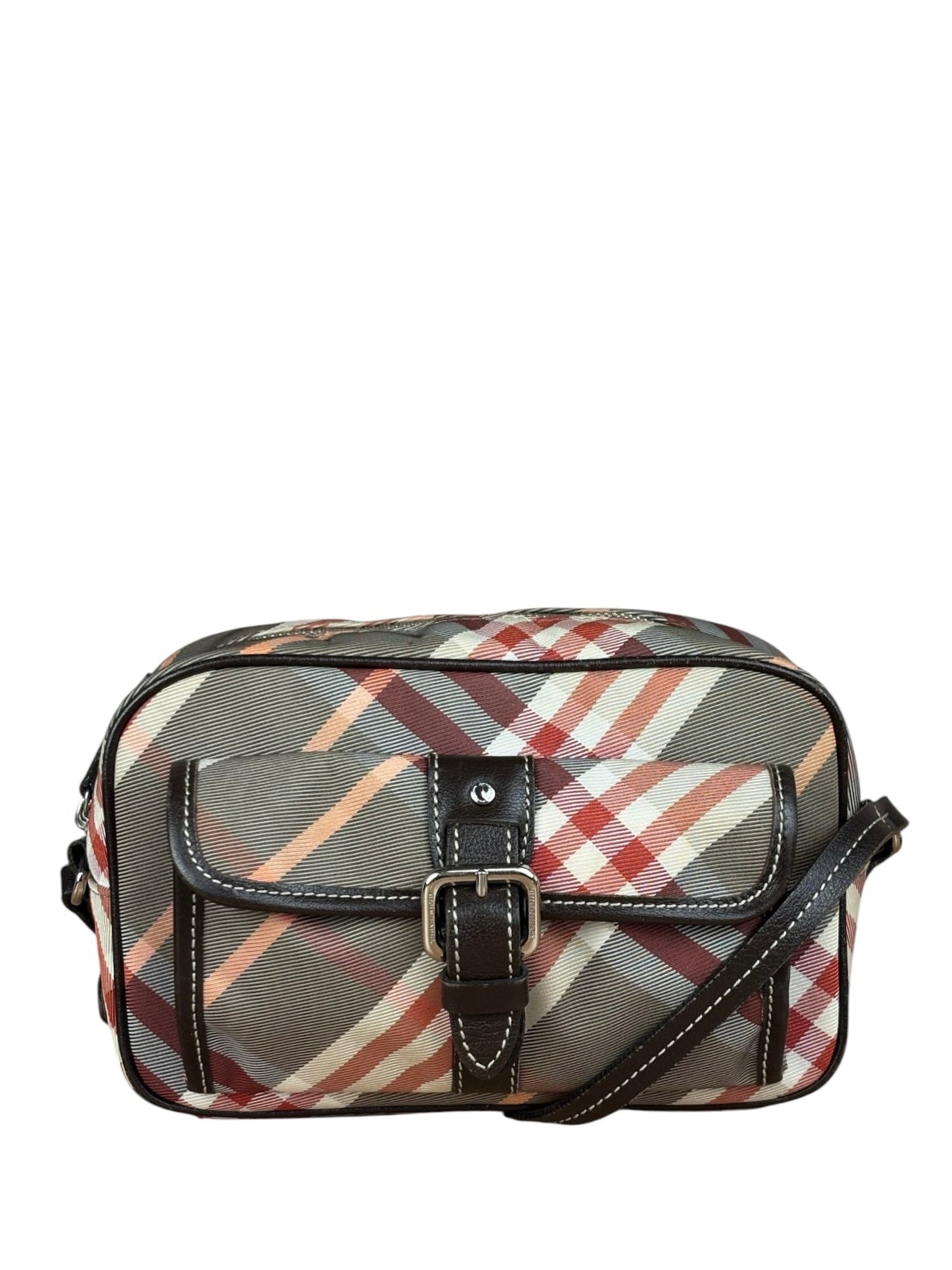 Burberry Nylon Leather Trim Nova Check Crossbody Bag