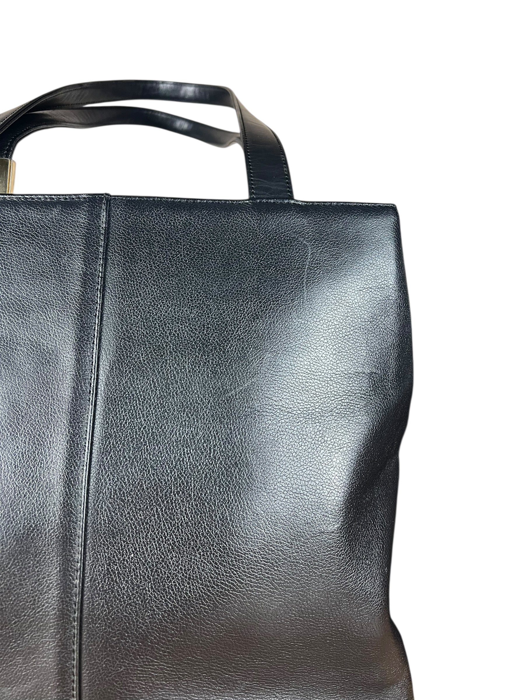 Burberry Black Leather Shoulder Tote