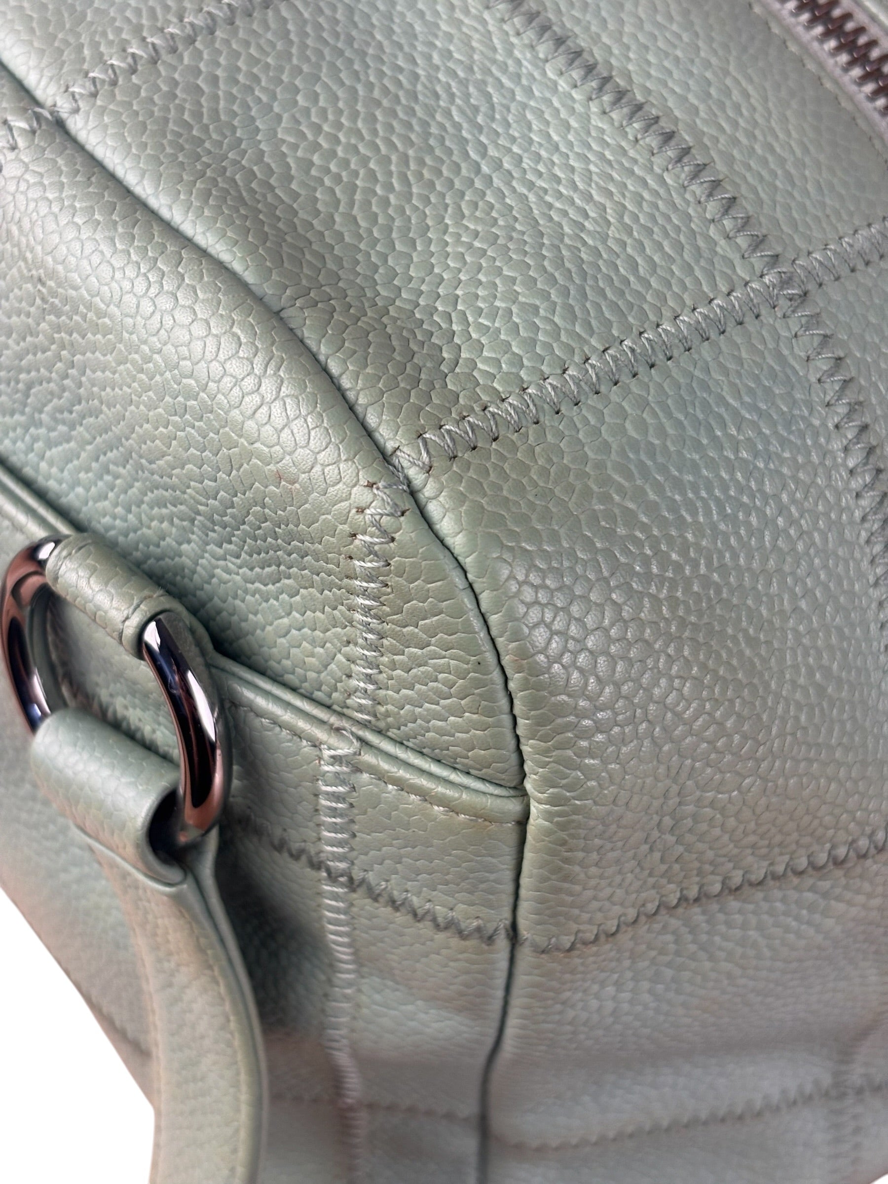 Chanel Light Green Quilt LAX Leather Bowler Bag 2004